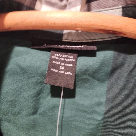 Ashley Stewart Plaid Belted Shirt Dress Green & Black Size 14 NWT - Picture 3 of 9